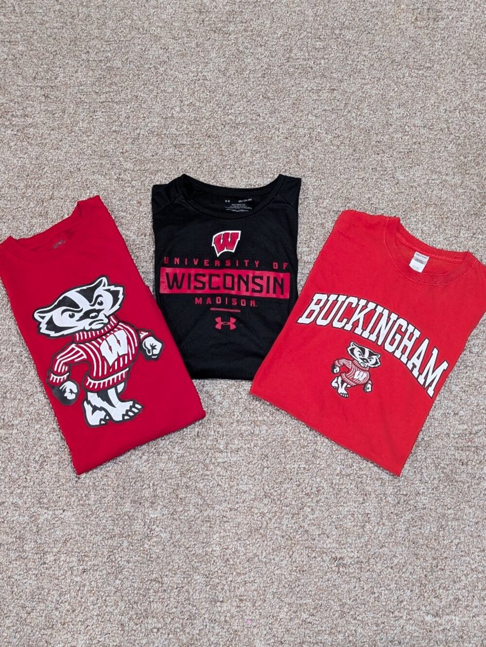 Lot of (3) University of Wisconsin Badgers Themed Athletic/T-Shirts